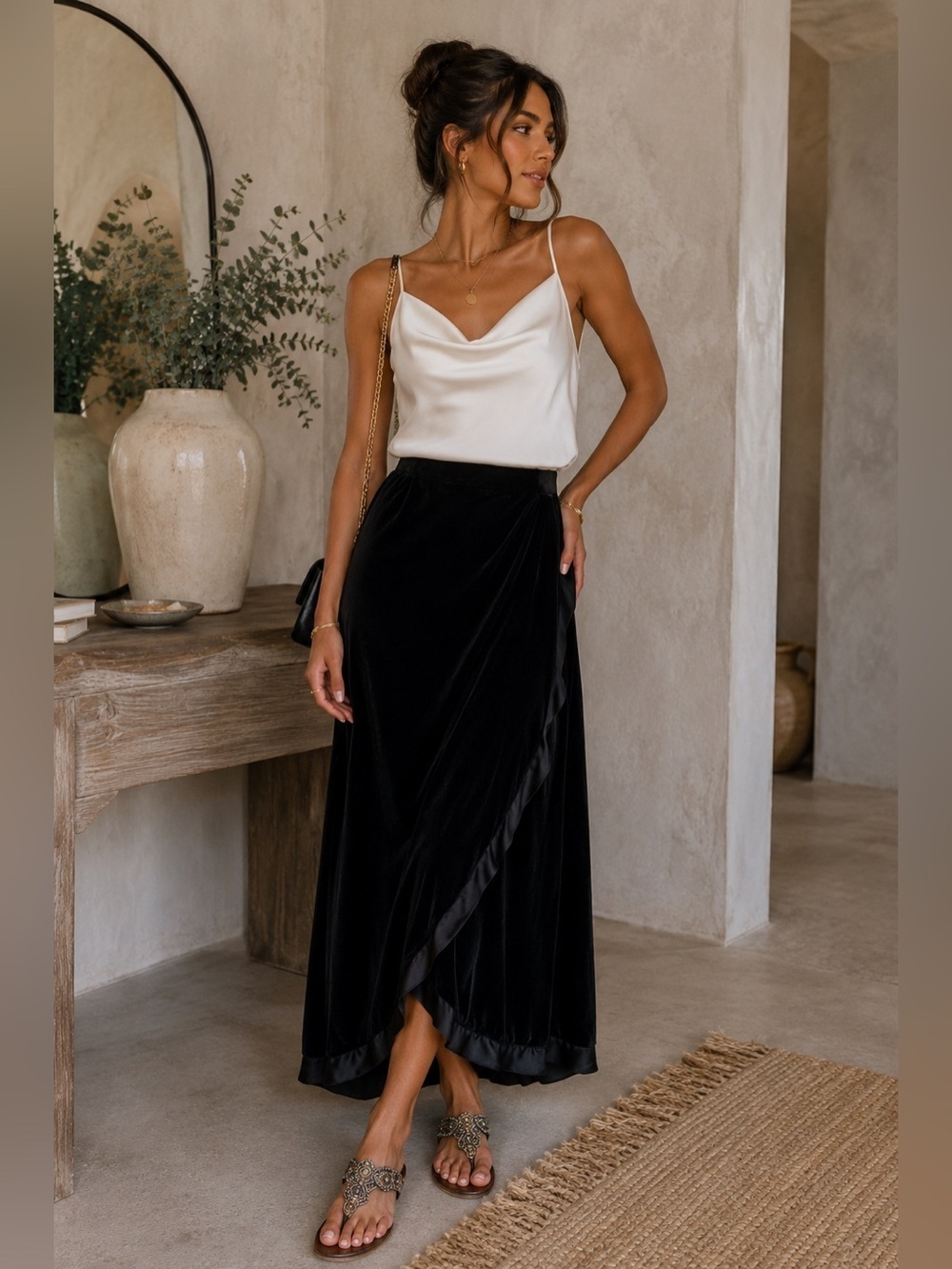 Alex Evenings Black velvet Maxi Skirt